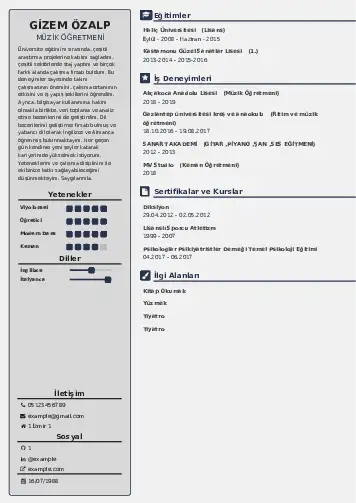 Müzik Öğretmeni Cv Örnekleri cv indir